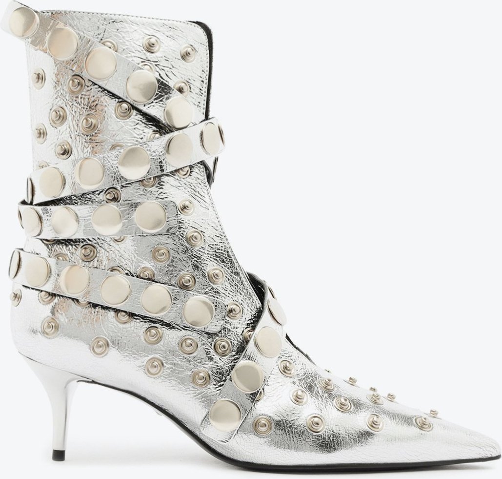 Imagem principal Bota Salto Baixo Presley Bootie Couro Prata Prata