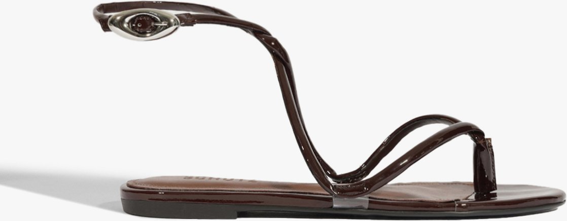 Imagem principal Sandália Rasteira Glam Curves Vinil Schutz Marrom Marrom