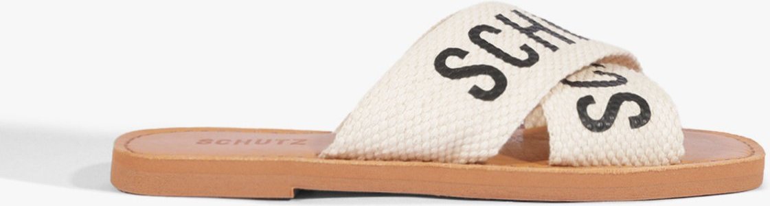 Imagem principal Sandália Rasteira X Schutz Logo e Preto Branco Branco