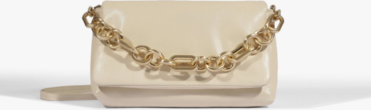 Imagem principal Bolsa Tiracolo Pequena Couro Corrente Bege | Schutz Schutz BR Branco Schutz BR Branco