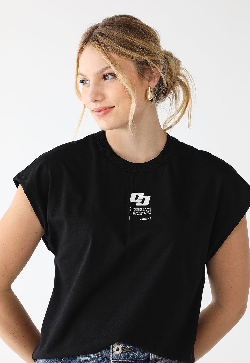 Camiseta Colcci Reta Logo Preta