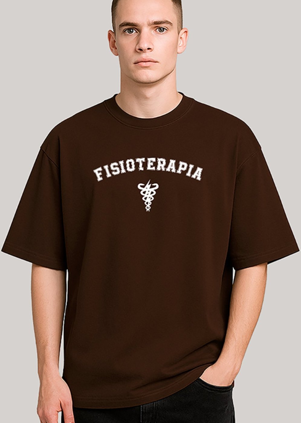 Imagem principal Camiseta Ousy Unissex Profissão Fisioterapia Design Caduceu Oversized branco ousy branco