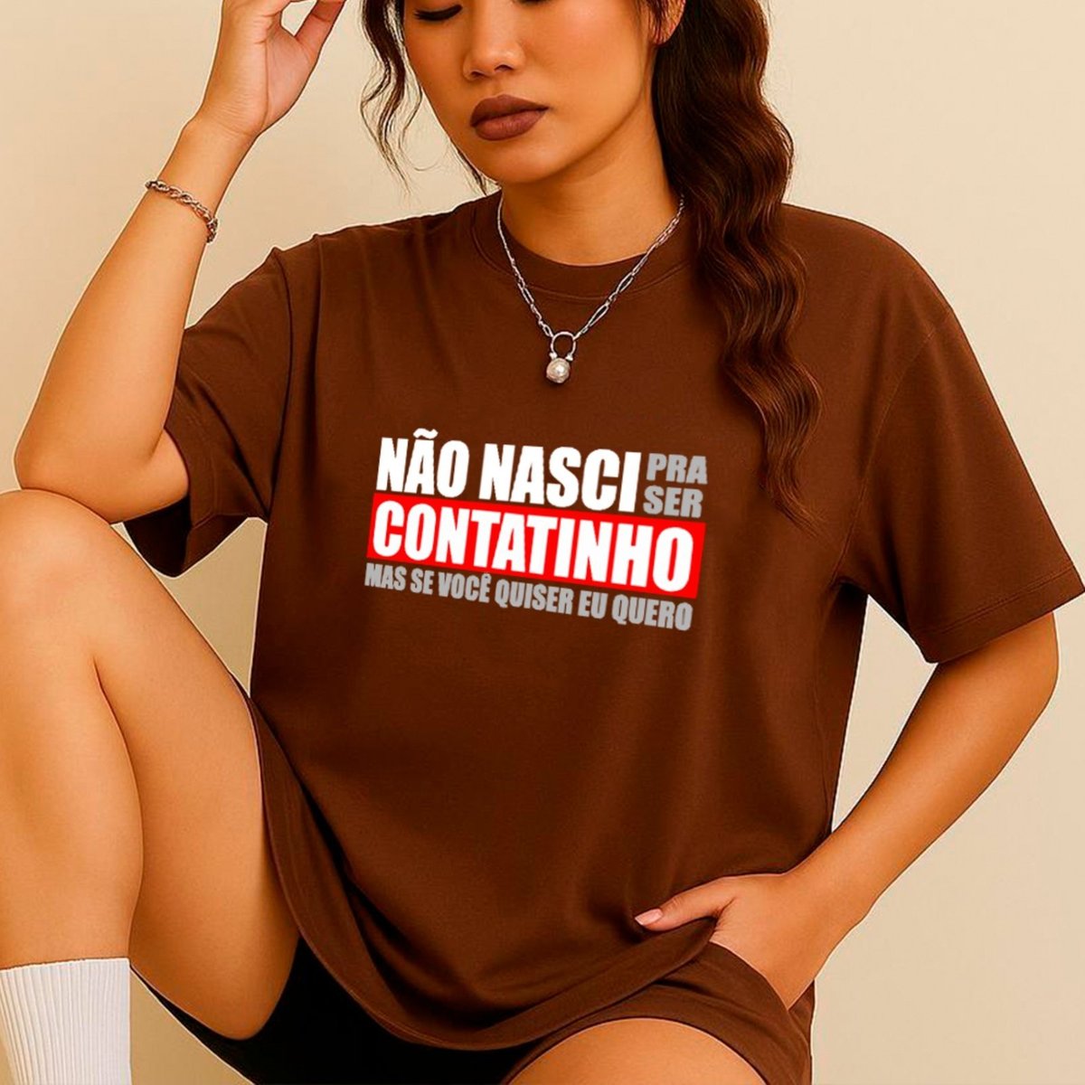 Imagem principal Camiseta Ousy Básica Humor com Atitude Carnaval Contatinho Unissex branco branco