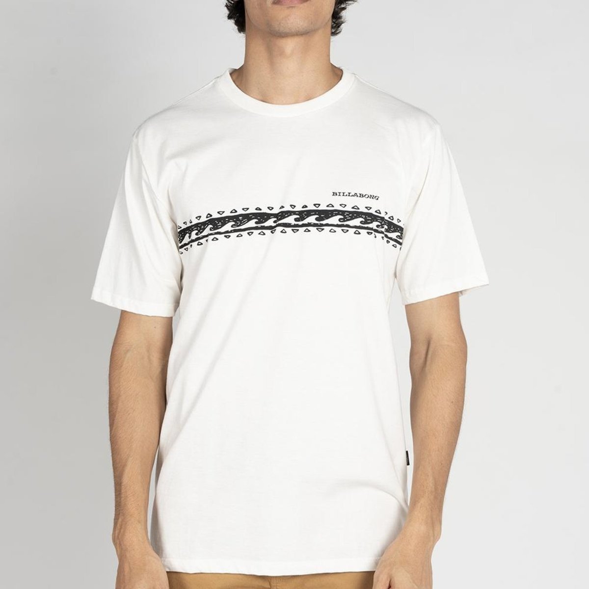 Camiseta Billabong Wave Stripe WT25 Masculina Off White
