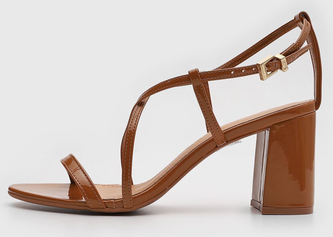 Sandália Feminina Santa Lolla Salto Grosso Caramelo