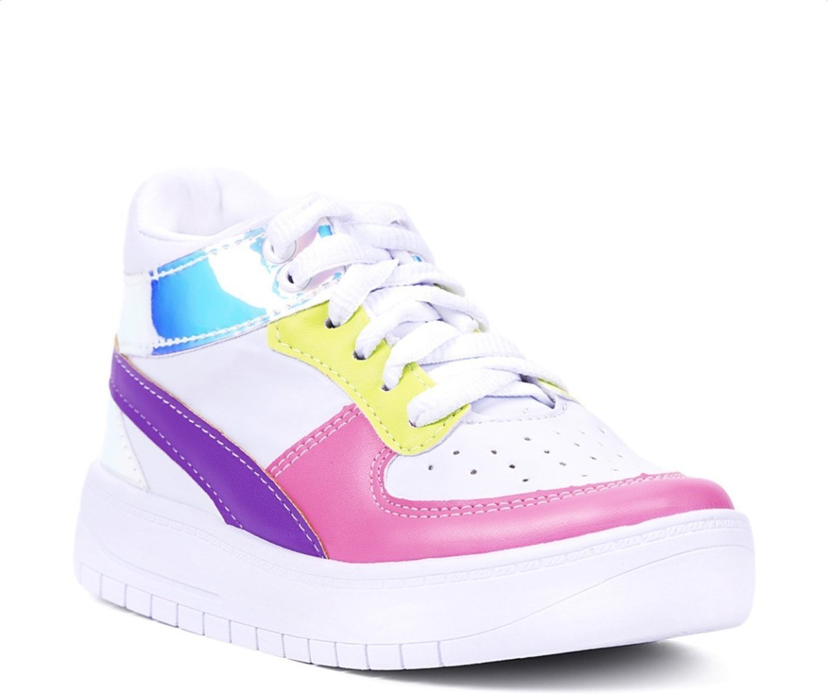 Infantil - Tênis Feminino Casual Cano Médio Refletivo Recortes