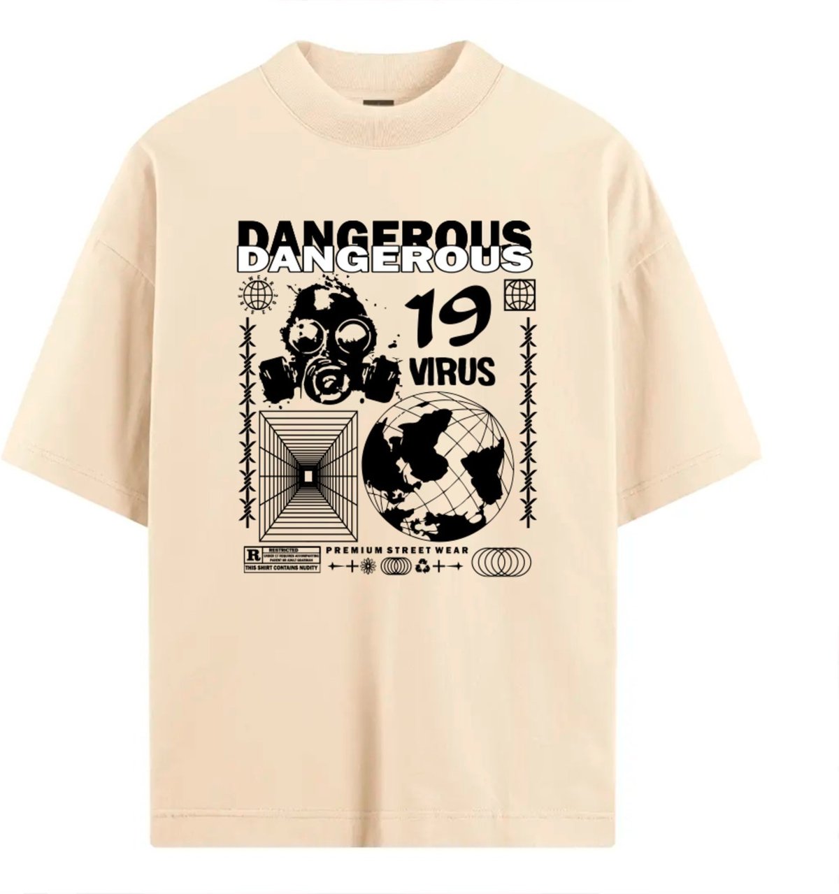 Camiseta Ousy Unissex Dangerous Virus Básica Off White