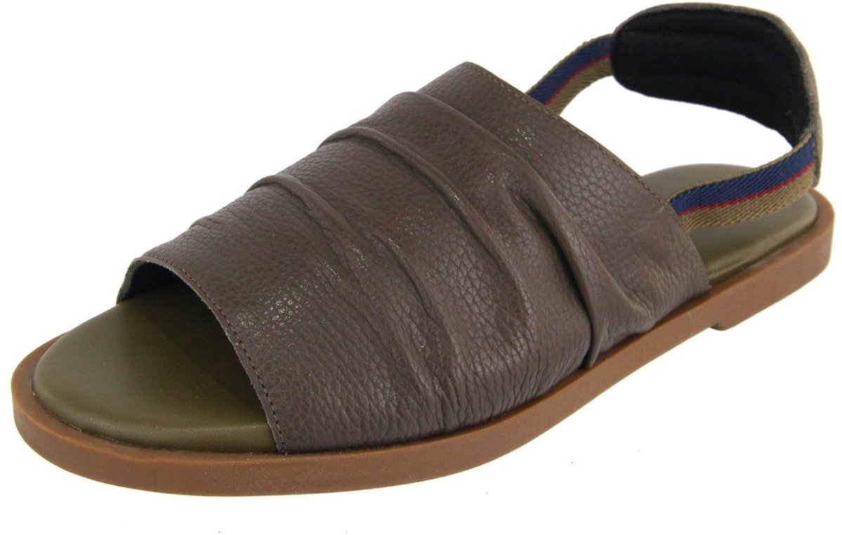 Sandália Rasteira em Couro Palmilha Extra Conforto Calce Fácil Maria Paula Musgo