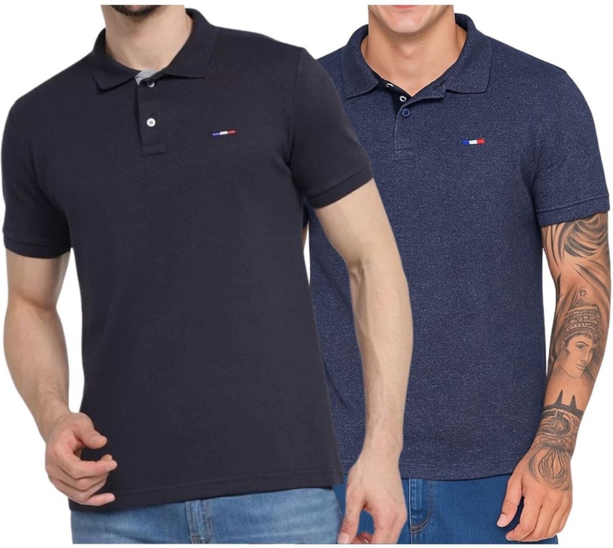 Imagem principal Kit 2 Polos Masculina Básicas FMF e Jeans Piquet no Estilo Tommy Bordado França preto FMF preto