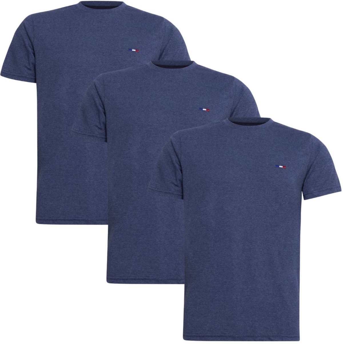 Imagem principal Kit 3 Peças Camisetas FMF Básicas Masculina em Algodão Premium no Estilo Tommy Bordado França Mescla azul FMF azul