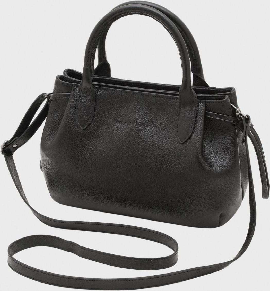 Bolsa Transversal de Couro Mariart Mini Capitólio Preta