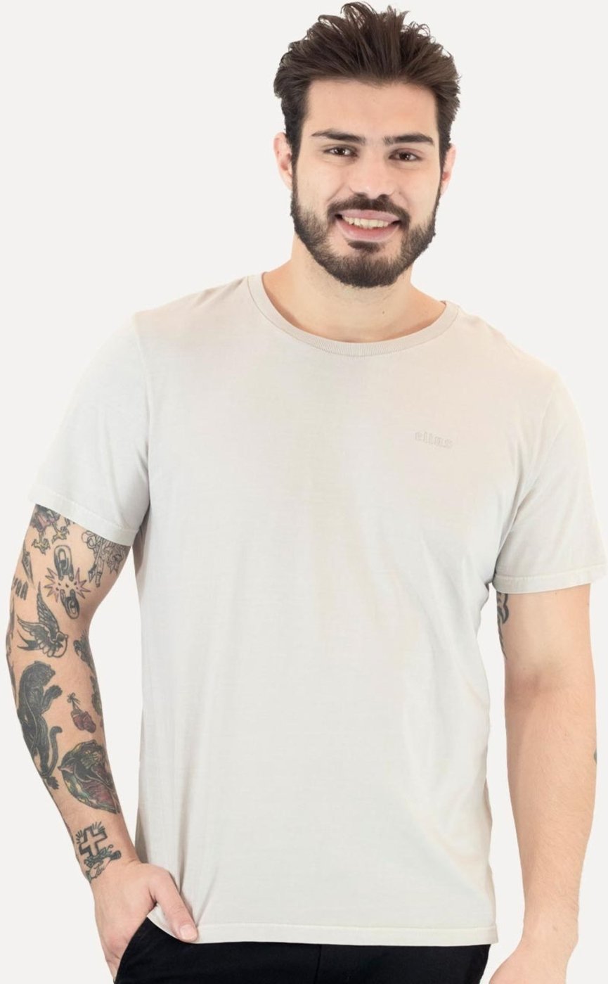 Camiseta Ellus Masculina Cotton Fine Grunge Gothic Classic Off-White
