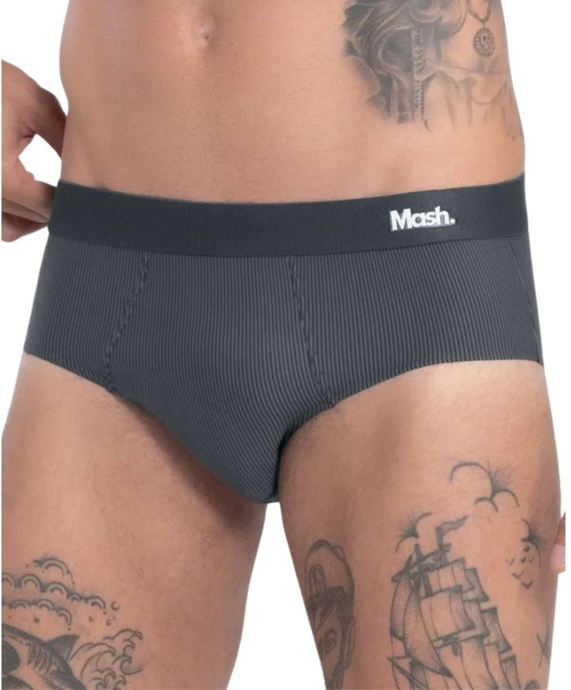Imagem principal Cueca Slip Mash Microfibra Risca de Giz Adulto 45.01 preto MASH preto