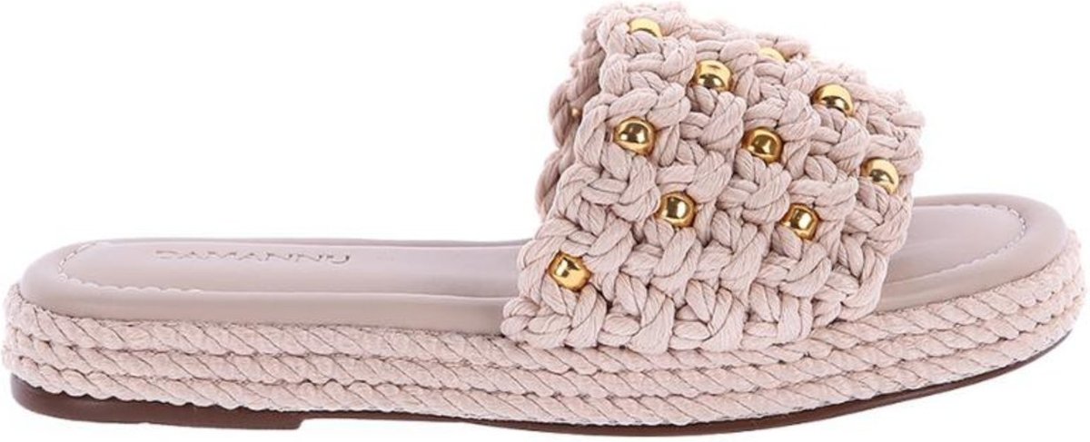 Imagem principal Ingrid - Flat Rasteira Corda Trançadas Esferas Douradas Damannu Shoes bege Damannu Shoes bege