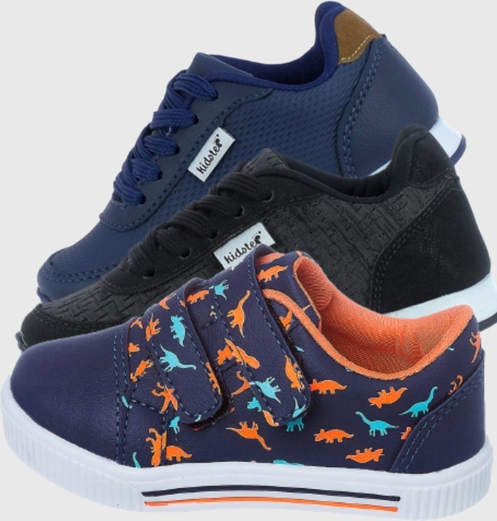 Infantil - Kit 3 Pares de Tenis Menino Dinossauro e Jogging Escolar