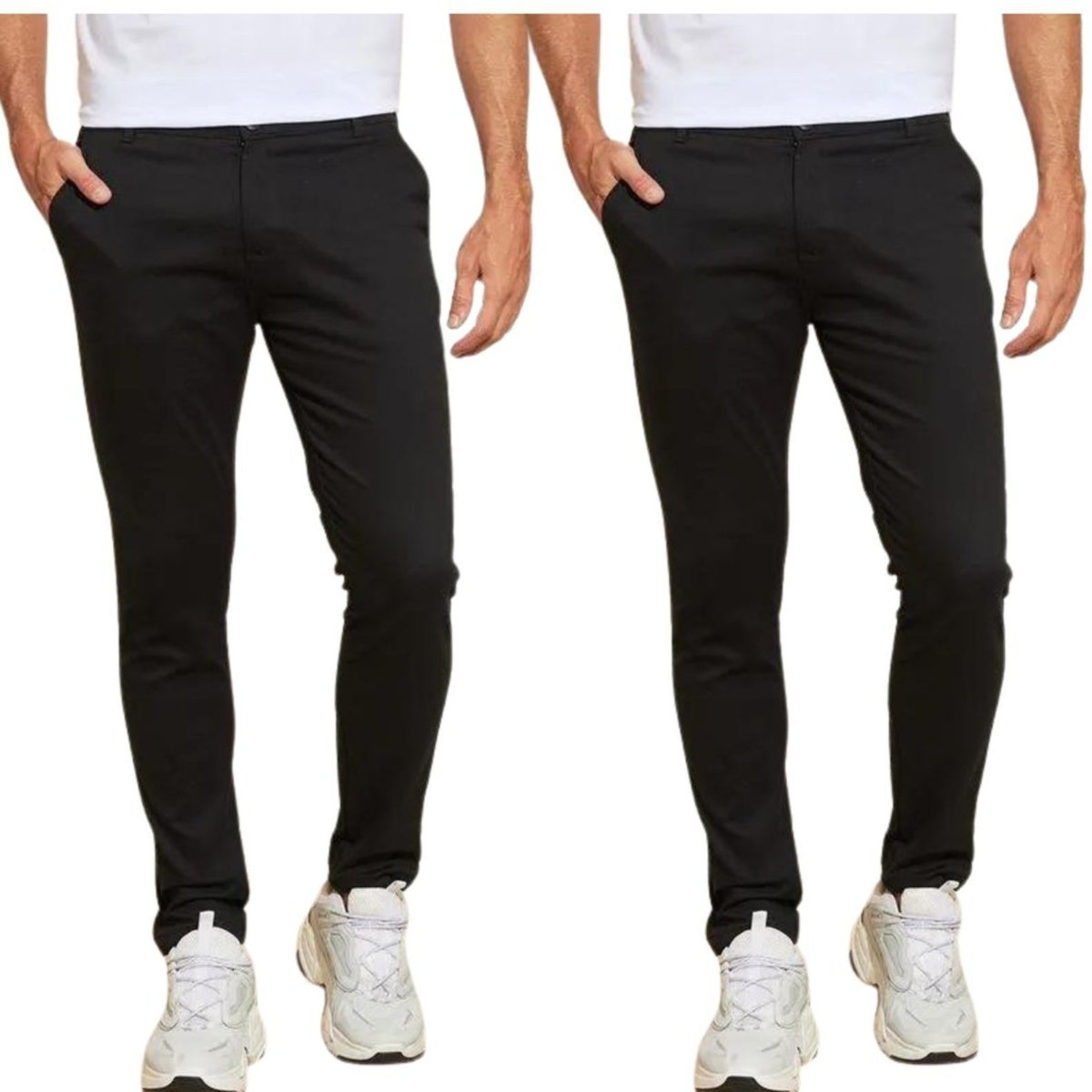 Imagem principal Kit 2 Calças FMF de Sarja Chino Com Bolso Traseiro Embutido Alfaiataria Skinny preto FMF preto