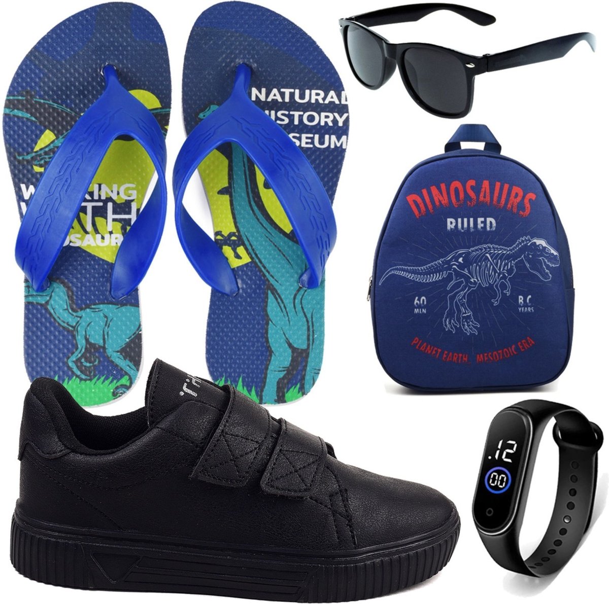 Imagem principal Infantil - Tênis Masculino Casual Sapatênis + Mochila + Chinelo + Óculos e Relógio CALCADOS LGHT LIGHT branco CALCADOS LGHT LIGHT branco