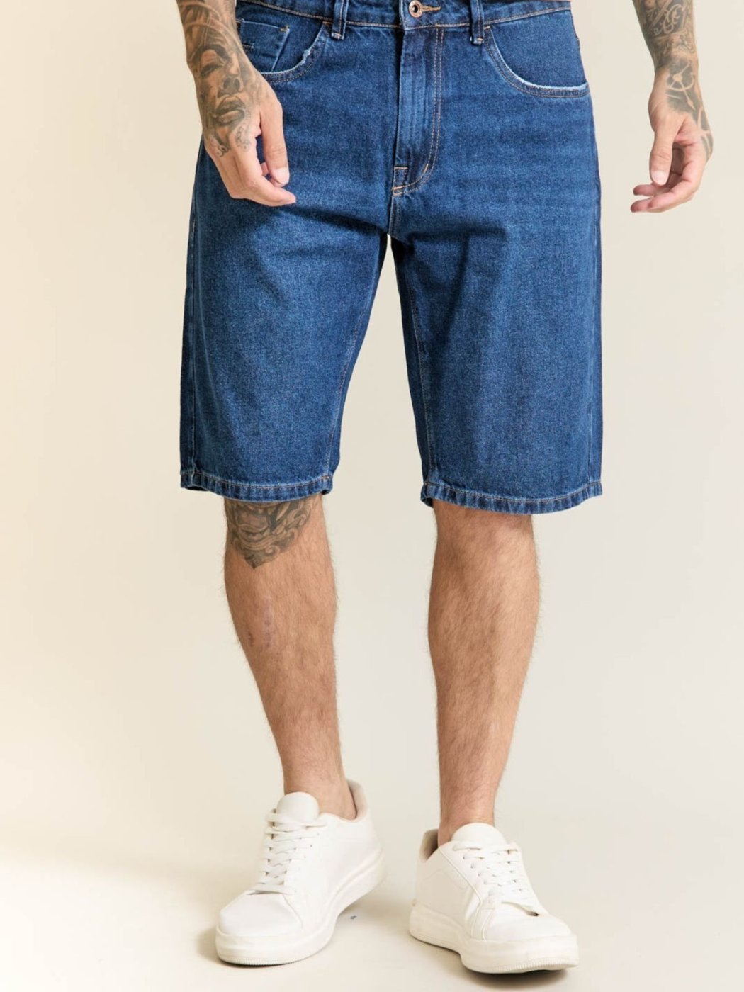 Bermuda Jeans Masculina Tradicional Algodão Confortável