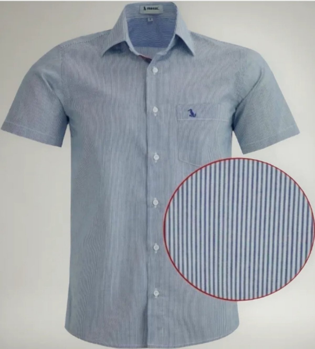 Imagem principal Camisa Social Amil Listrada Comfort Algodão Cronos Manga Curta Luxo Marinho azul marinho Amil azul marinho