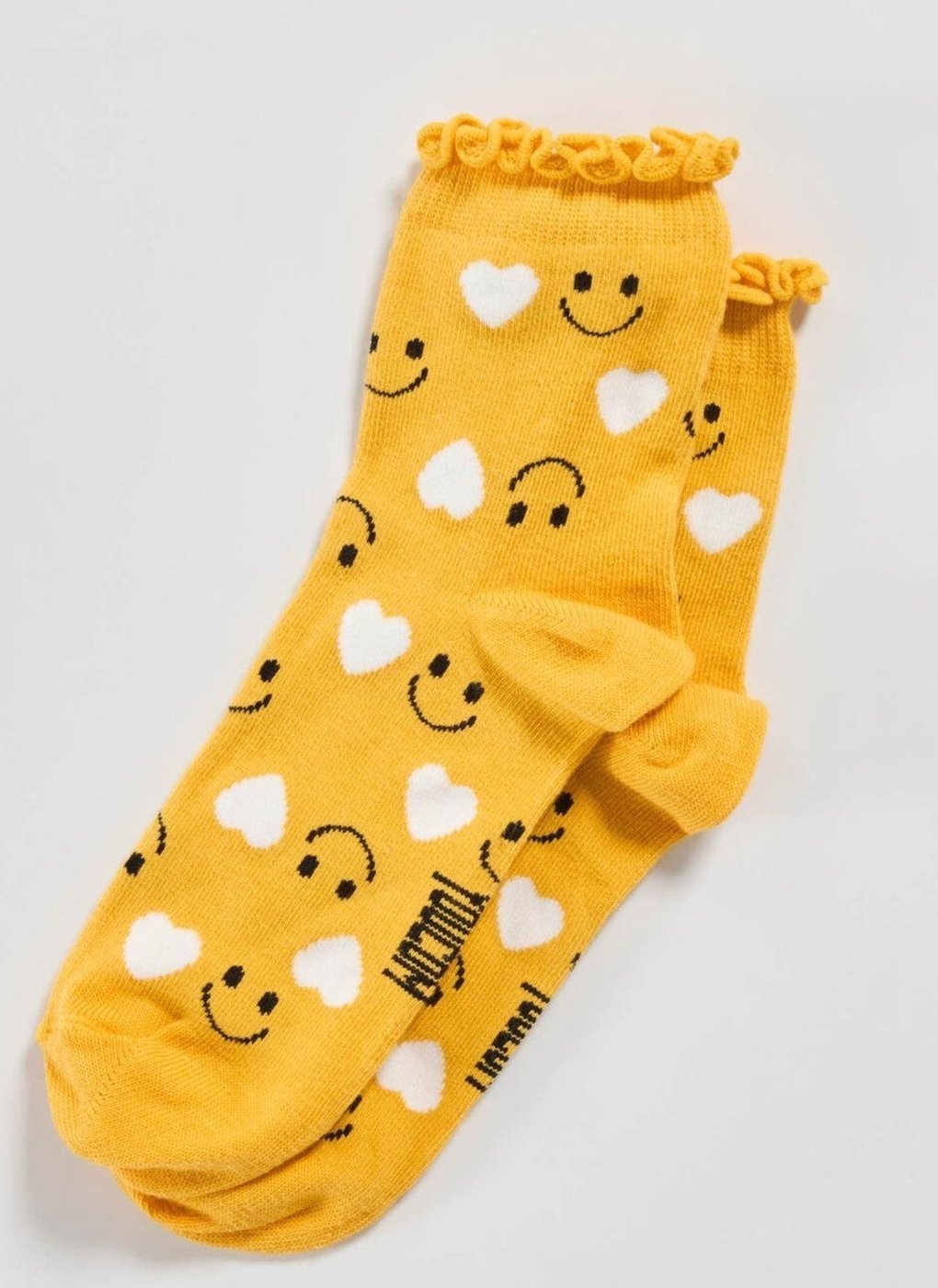 Meia Amarela Babadinho Coração Smile