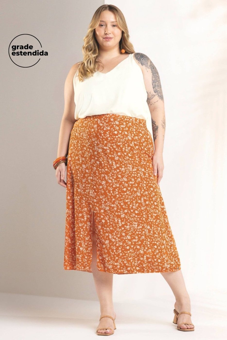 Saia Feminina Floral Miudo Marialícia