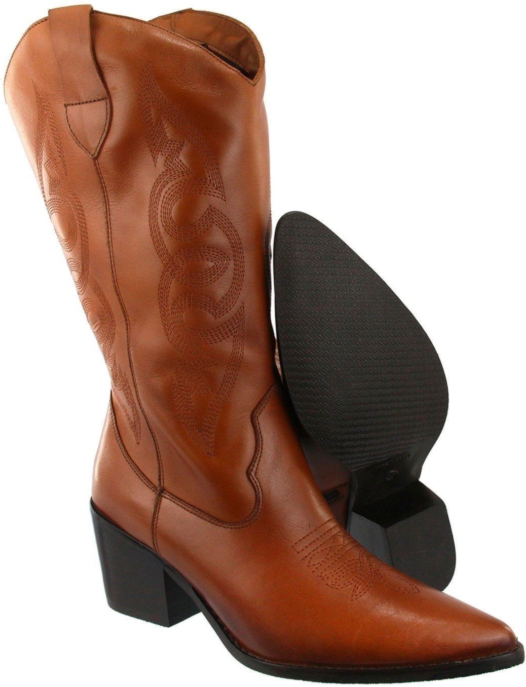 Imagem principal Bota Texana Western Country Em Couro Feminina Bico Fino Maria Paula Camel caramelo MARIA PAULA caramelo