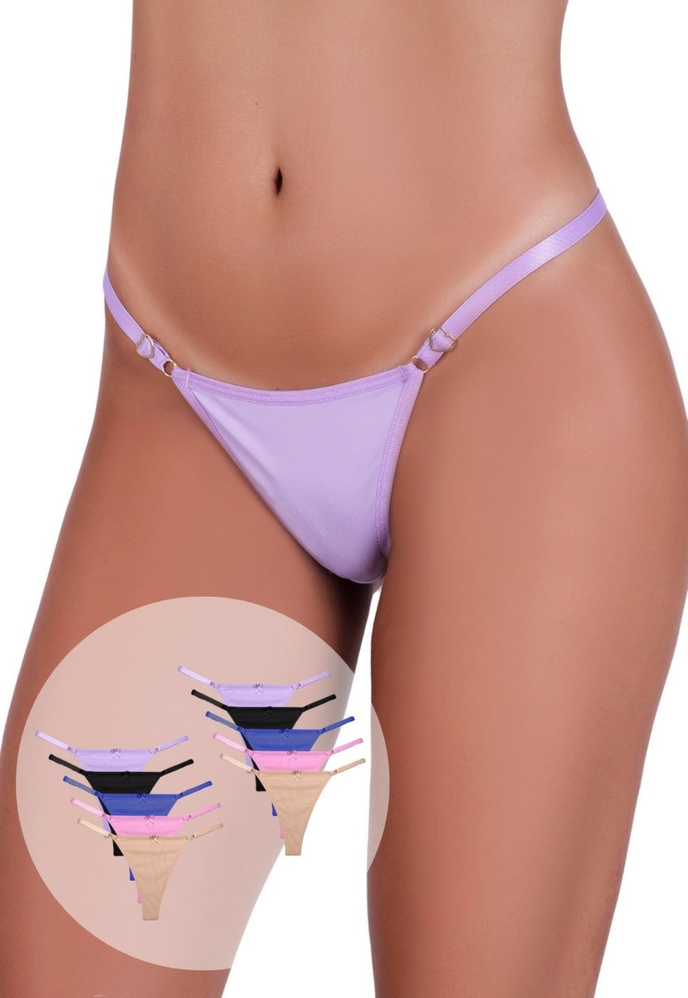 Kit 10 Calcinhas String Feminina Fio Dental Duplo Regulagem Lateral Charmosa