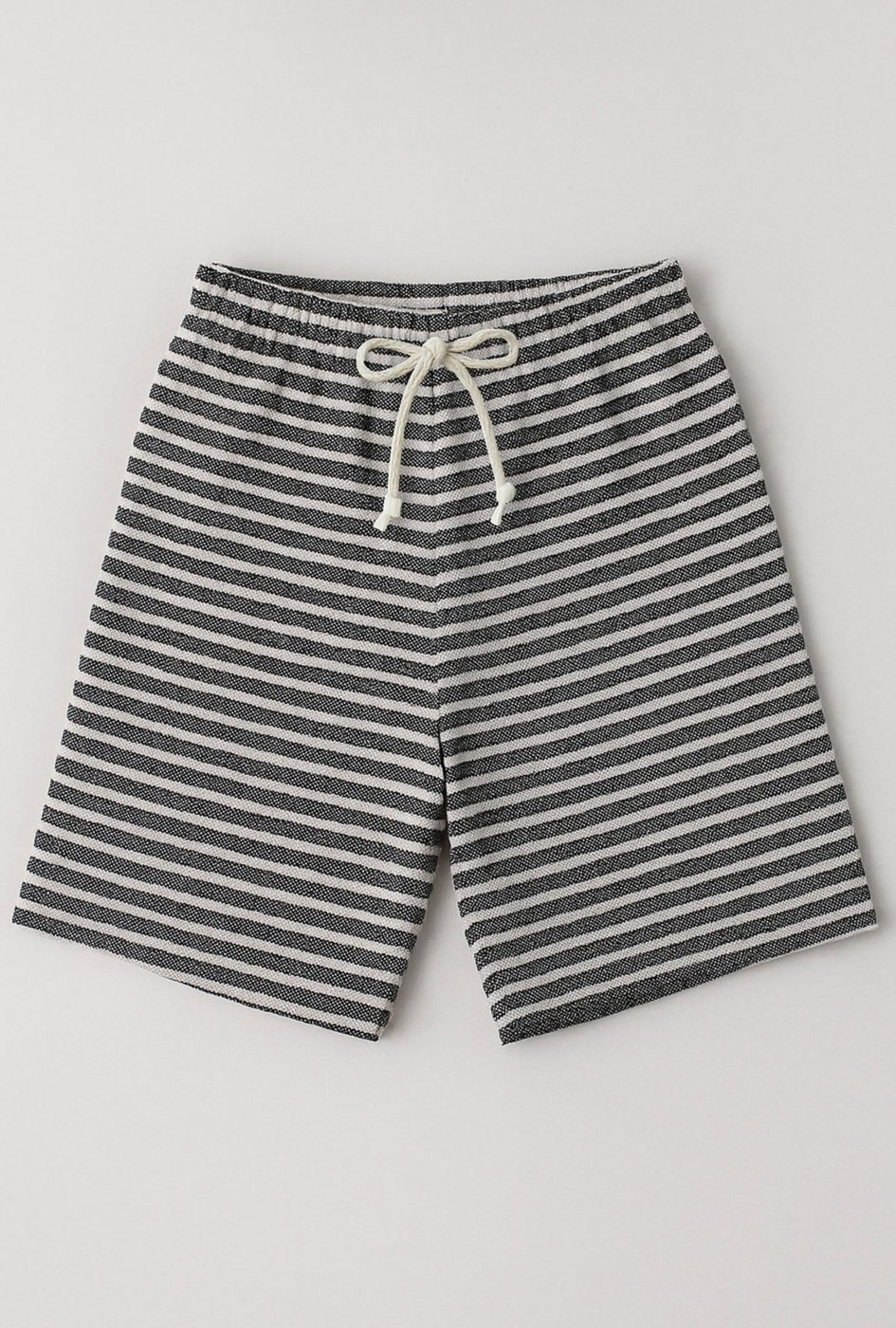 Infantil - Bermuda Short Moletinho com Cadarço Listrado Branco 3 ao 14 - Look