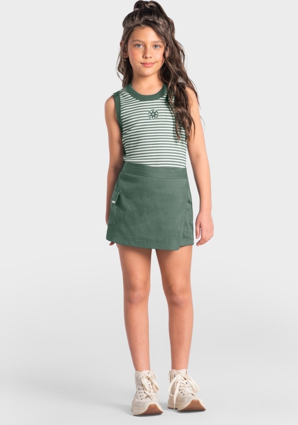Imagem principal Infantil - Conjunto menina com listras Brandili verde Brandili verde