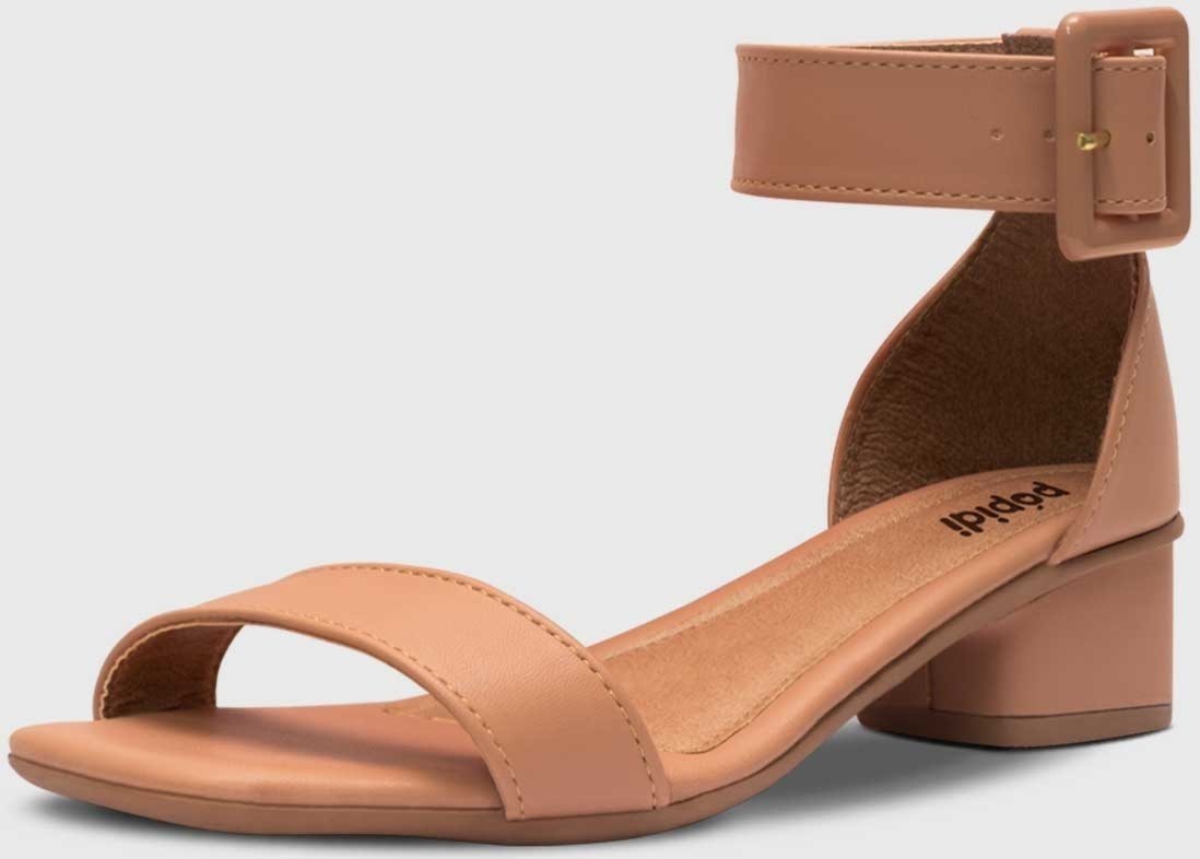 Imagem principal Infantil - Sandália Feminina Pópidi Menina Salto Grosso Basico nude Pópidí nude