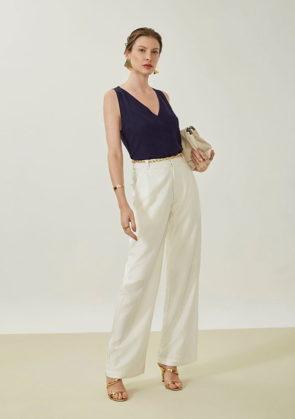 Calça Maria Valentina Reta Alta Off-white