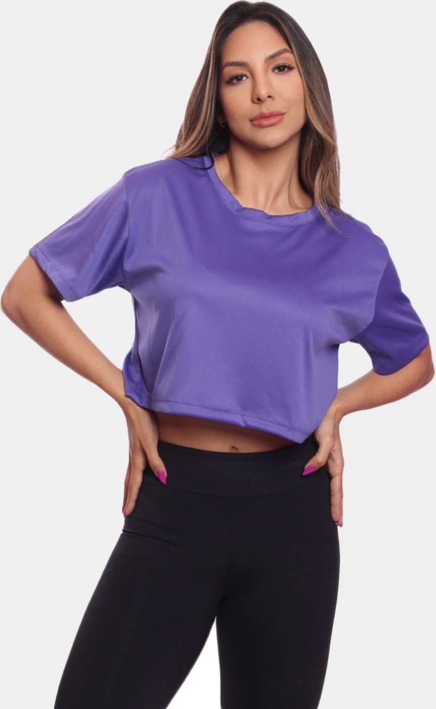 Imagem principal Cropped Manga Curta Feminino Dry Proteção UV Blusa Blusinha Academia Treino ADRIBEN rosa ADRIBEN rosa