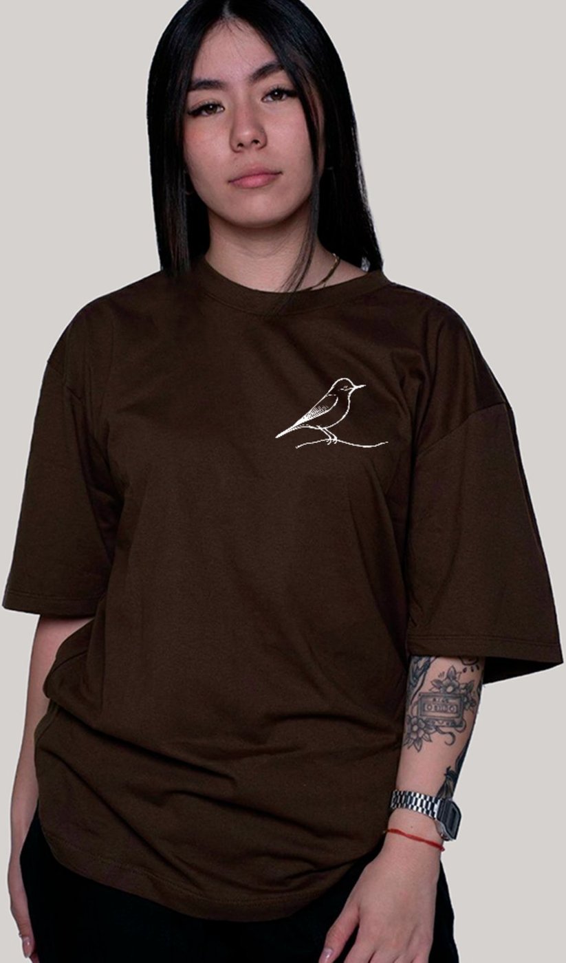 Imagem principal Camiseta Ousy Pássaro no Galho Oversized Unissex marrom ousy marrom