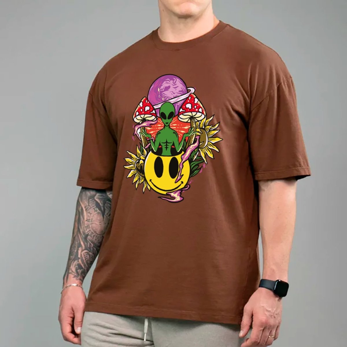 Imagem principal Camiseta Ousy Alien Psicodélico Oversized Masculino marrom ousy marrom