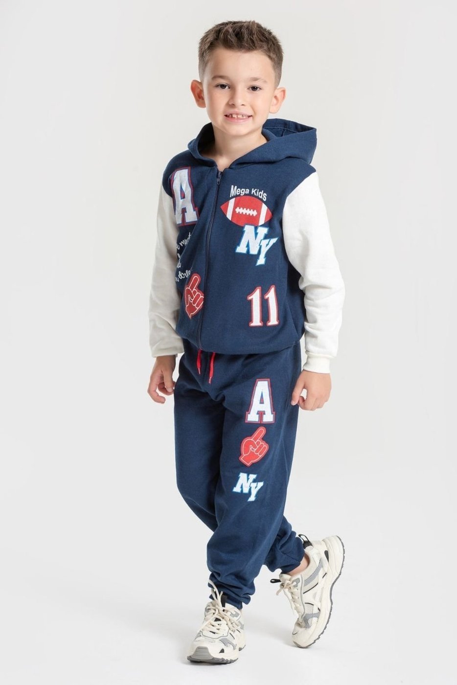 Infantil - Conjunto Moletom Peluciado Masculino Futebol Americano - Marinho