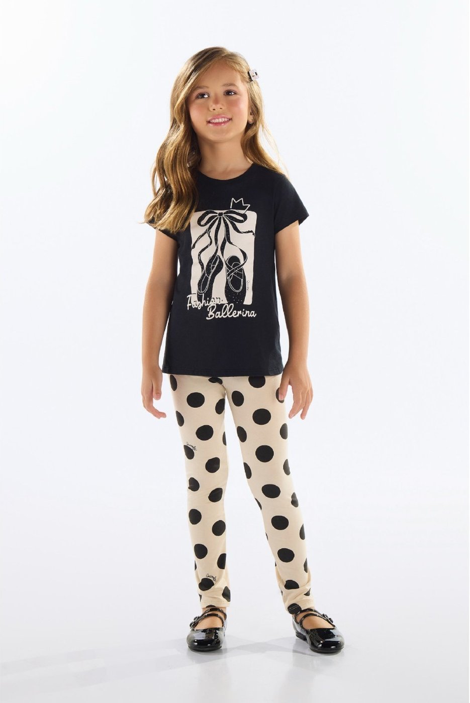 Imagem principal Infantil - Conjunto Blusa e Legging de Bolinhas Quimby preto Quimby preto