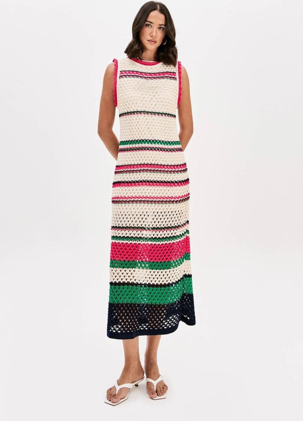 Vestido De Tricô Super Midi Sem Mangas