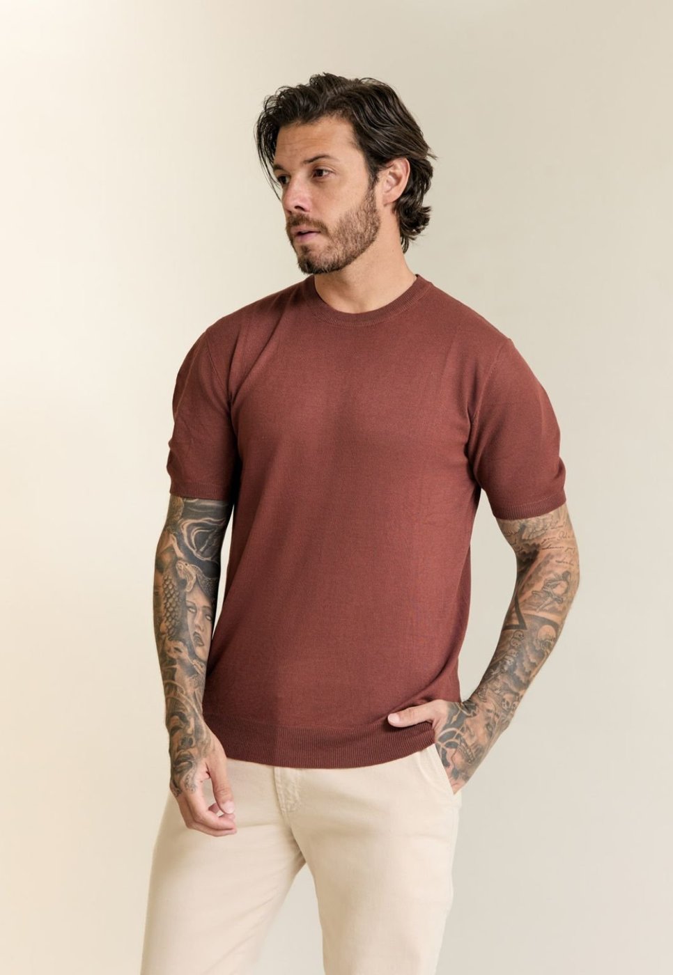 Camiseta Tricot Masculina Color Gola Careca Dialogo