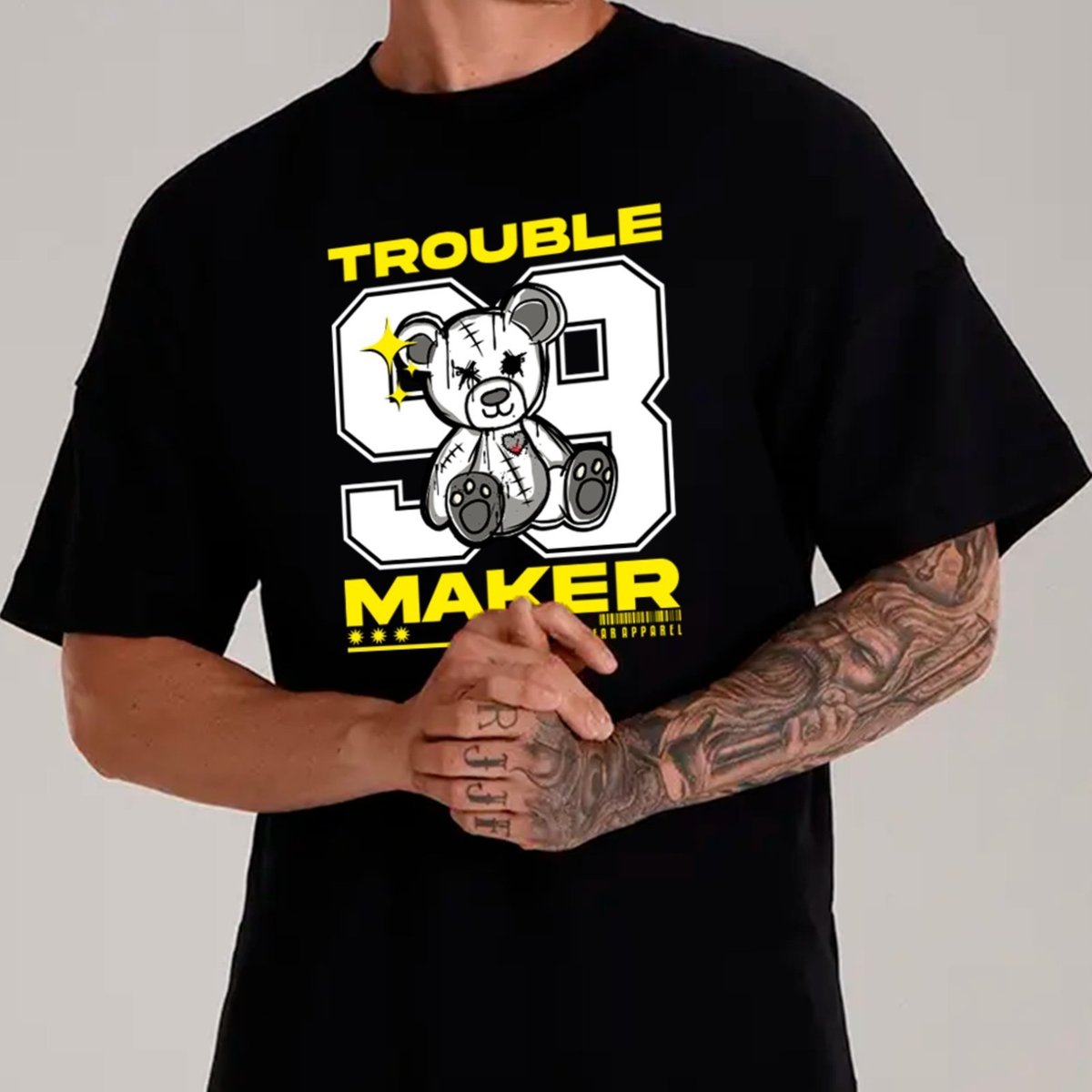 Imagem principal Camiseta Ousy Streetwear Trouble Maker Urso Number 98 Oversized Unissex preto ousy preto