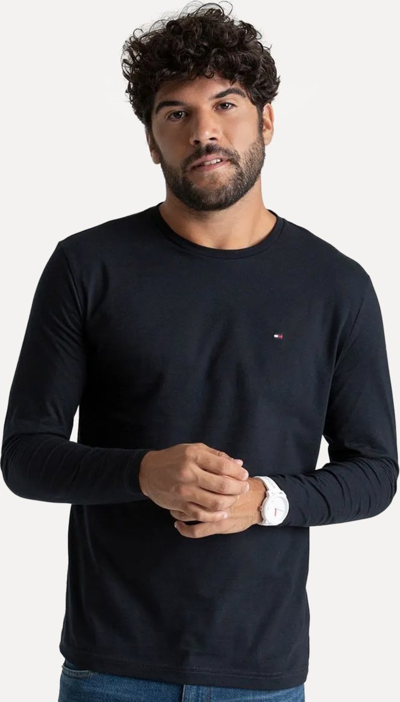 Imagem principal Camiseta Tommy Hilfiger Masculina Manga Longa Essential Cotton azul marinho Tommy Hilfiger azul marinho