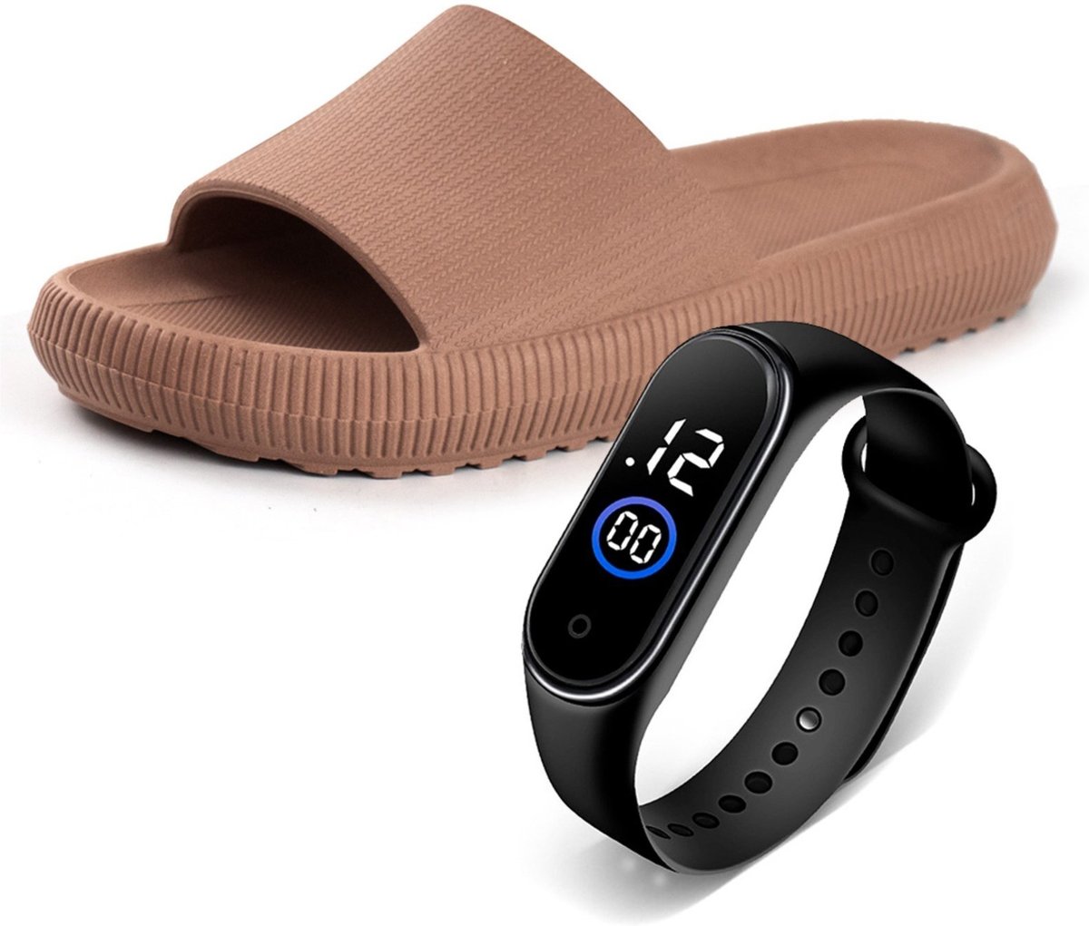 Chinelo Feminino Nuvem Slide Com Relógio Confortável Anatômico Macio Moderno Antiderrapante