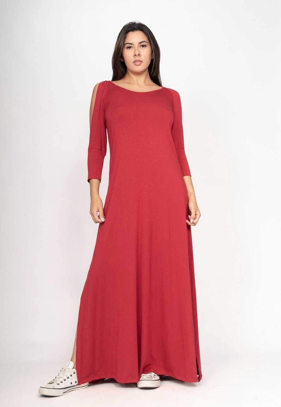 Vestido CabanaFree Boyrá Longo Malha Detalhe na Manga