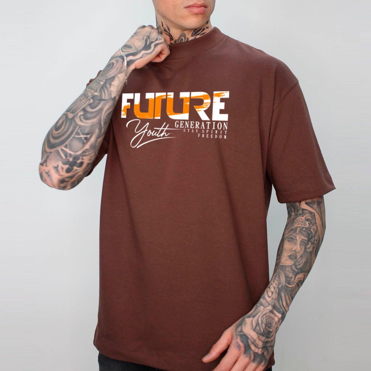 Imagem principal Camiseta Ousy Streetwear Future Youth Generation Oversized Unissex marrom ousy marrom