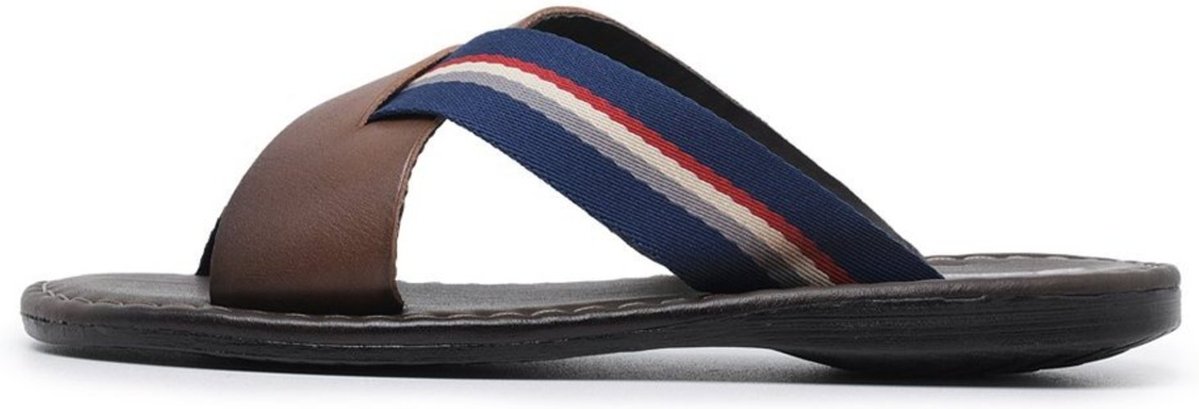 Chinelo Transpassado Conforto Centuria em Couro Tan