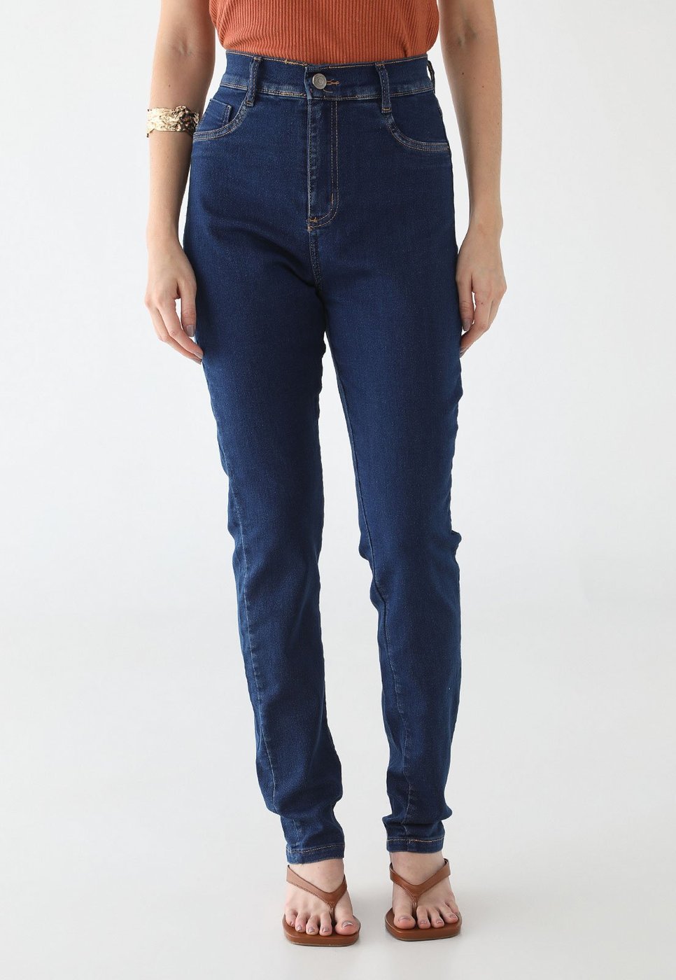 Imagem principal Calça Jeans Feminina Sawary Cintura Alta Escura azul Sawary azul