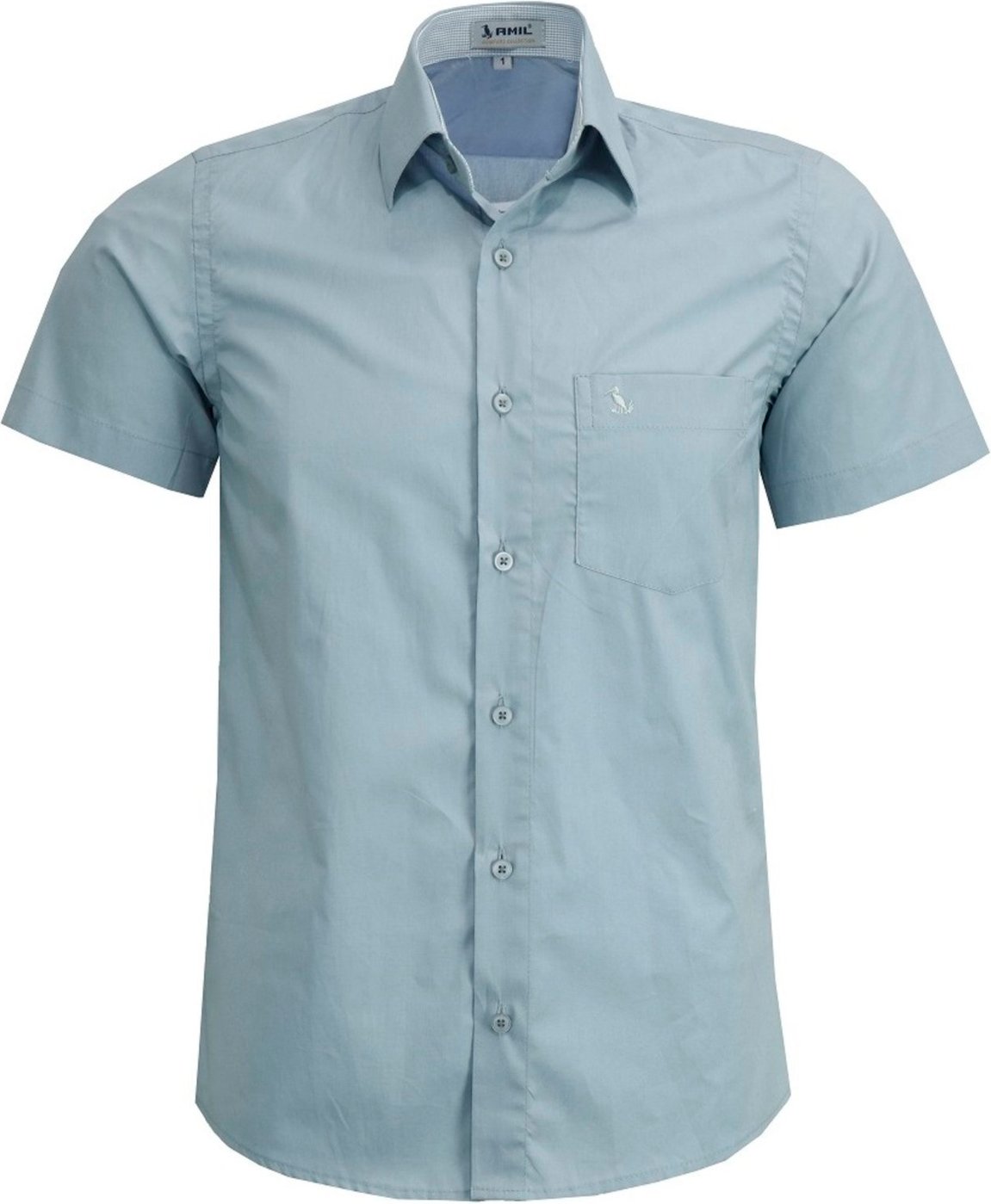 Imagem principal Camisa Social Amil Slim Algodão Malek Manga Curta Com Bolso Luxo cinza Amil cinza