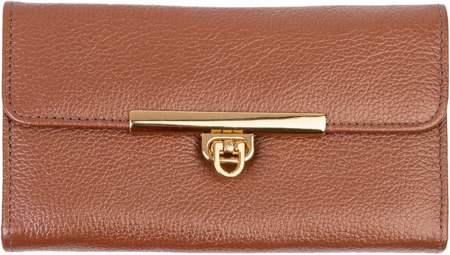 Imagem principal Carteira feminina de couro liso Kate 10,5x19,5cm - Whisky Andrea Vinci bege Andrea Vinci bege