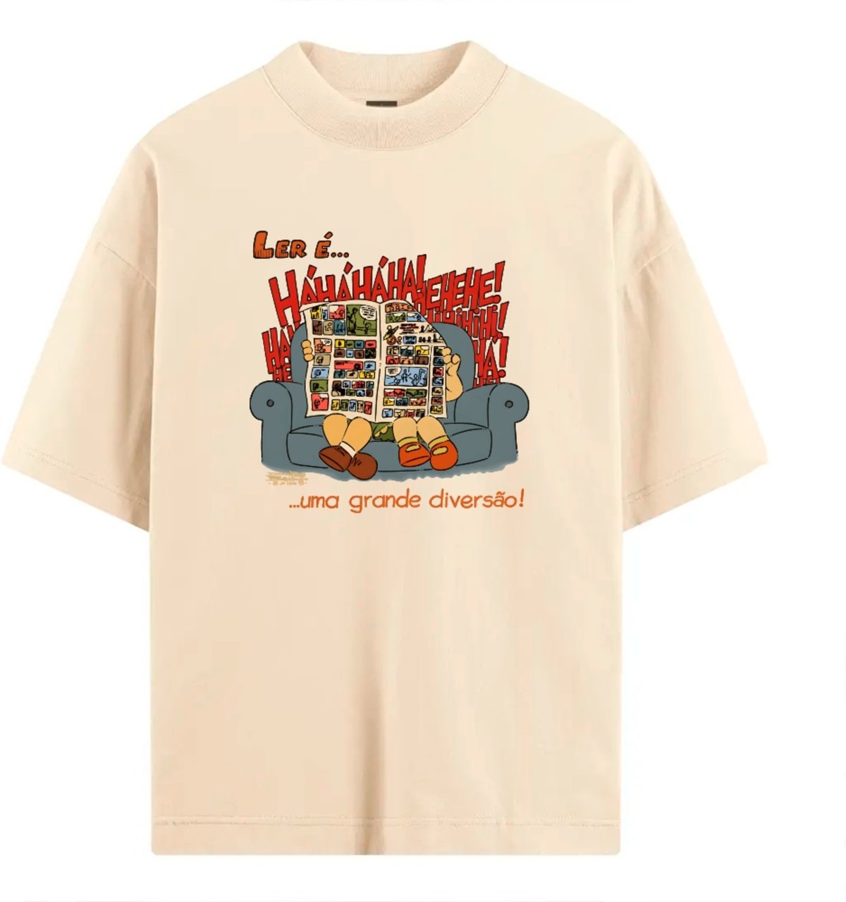 Imagem principal Camiseta Ousy Oversized Quadrinhos Humor Visual Estilo Geek Urbano Unissex Off White off-white white ousy off-white white