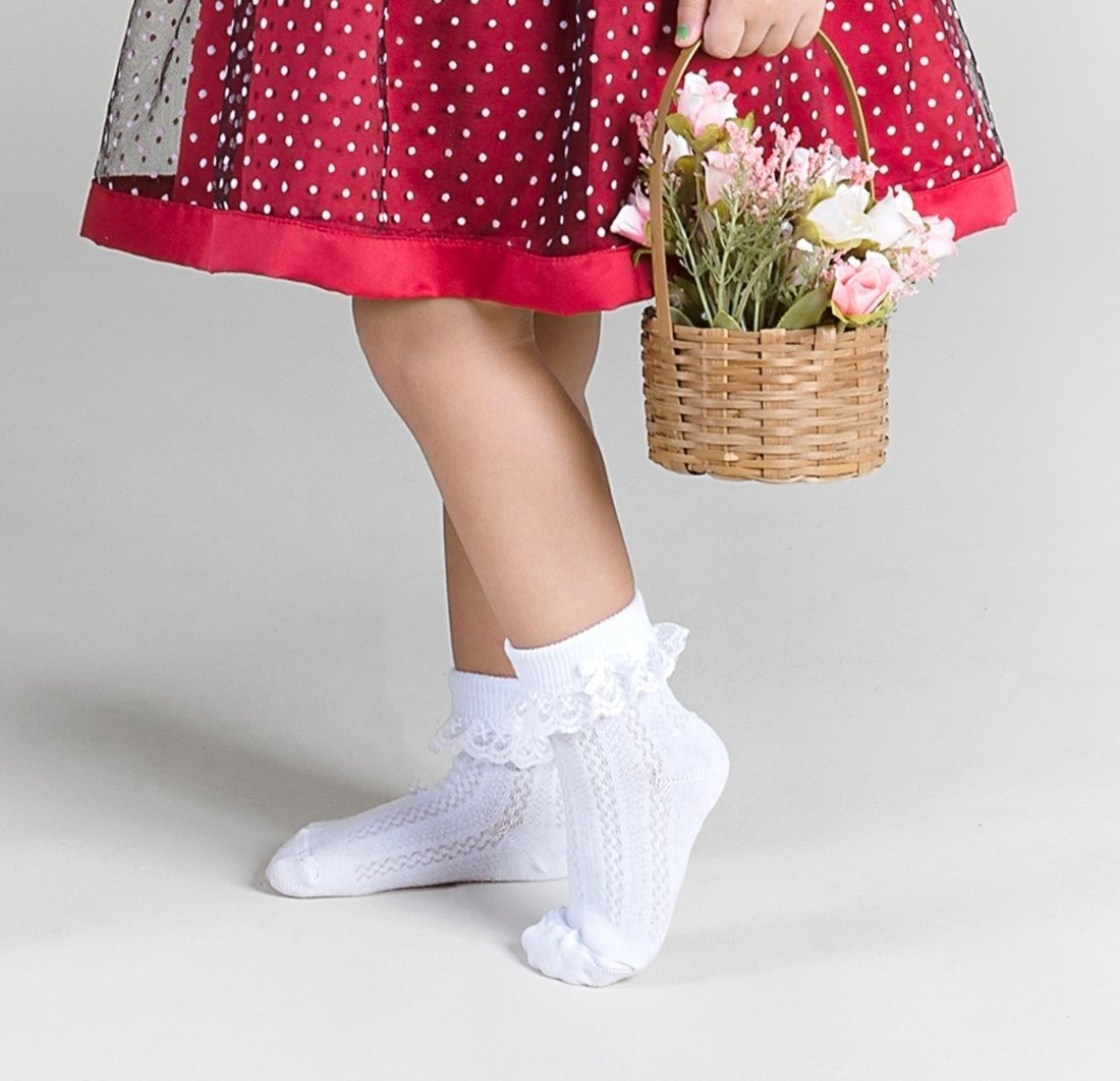 Meia Feminina Meia Festa Baby Menina Branca