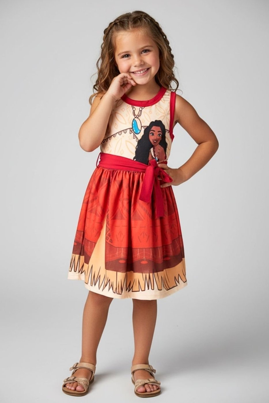 Imagem principal Infantil - Vestido Disney Feminino Menina Moana vermelho Disney vermelho